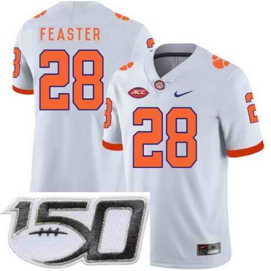 Clemson Tigers 28 Tavien Feaster White Nike College Football Stitched 150th Anniversary Patch Jersey